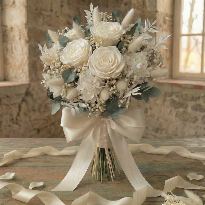 Buchet Cununie Flori Criogenate și Trandafiri Albi – Classic Romance [2]