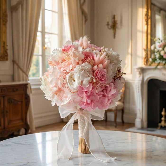 Buchet Cununie Royal Pearl  - Trandafiri Criogenati și Hortensie [2]