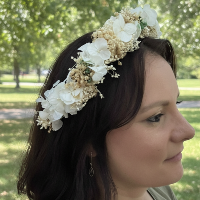 Coroniță Mireasă din Hortensie Criogenată și Broom - Amintire Eternă [2]