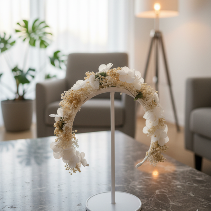 Coroniță Mireasă din Hortensie Criogenată și Broom - Amintire Eternă [4]