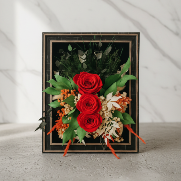 ELIXIRUL ROSU -  ARANJAMENT IN RAMA 3D CU TRANDAFIRI CRIOGENATI ROSII [2]