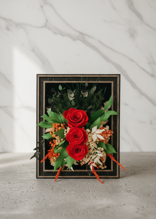 ELIXIRUL ROSU -  ARANJAMENT IN RAMA 3D CU TRANDAFIRI CRIOGENATI ROSII [2]