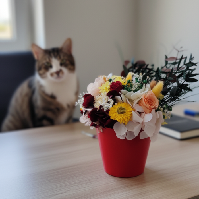 GOLDEN HOUR- Decoratiune cu plante stabilizate si flori criogenate in culori de toamna [2]