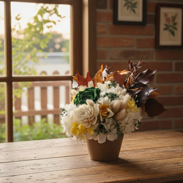 INIMA TOAMNEI - Decoratiune cu plante stabilizate si flori criogenate in culori de toamna [2]