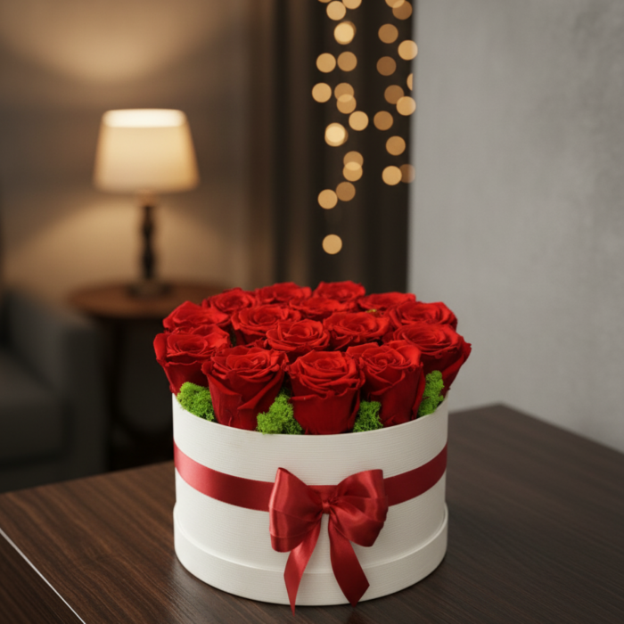 Iubire Eterna - Cutie cu Trandafiri Criogenati Rosii si Licheni [3]