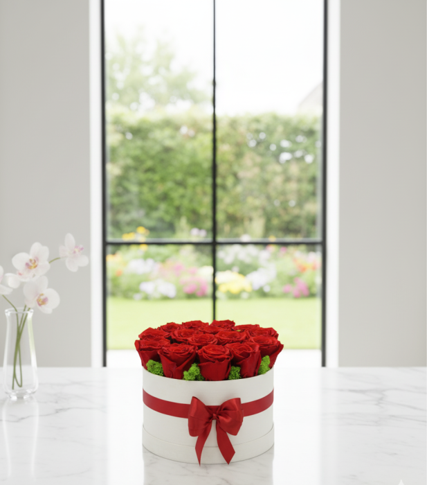 Iubire Eterna - Cutie cu Trandafiri Criogenati Rosii si Licheni [3]