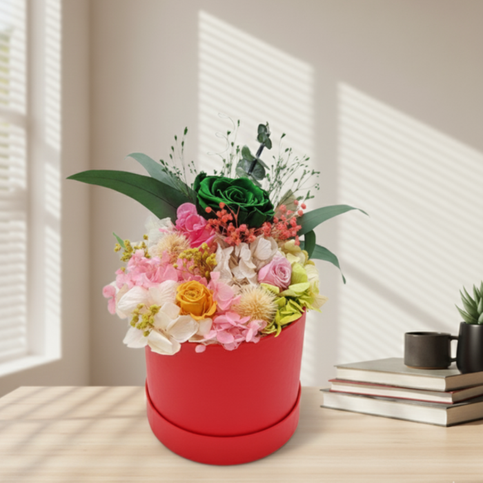 MOZAIC FLORAL - Aranjament în Cutie Rosie cu Flori Naturale Criogenate [2]