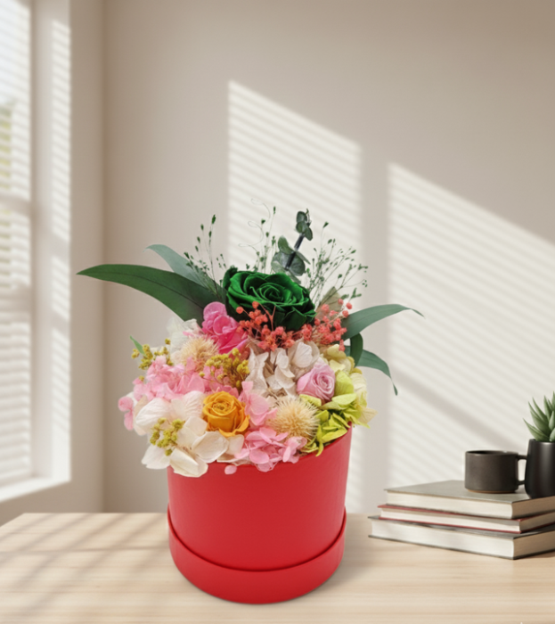 MOZAIC FLORAL - Aranjament în Cutie Rosie cu Flori Naturale Criogenate [2]