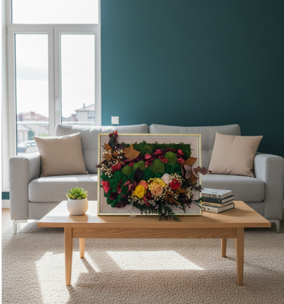 NOBILIS - TABLOU DECORATIV CU LICHENI, FLORI CRIOGENATE SI PLANTE NATURALE [2]