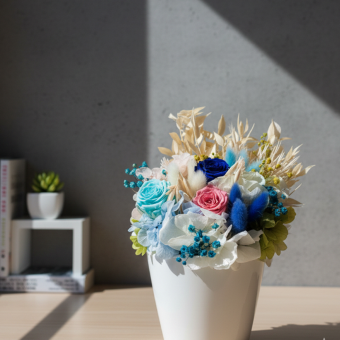 OCEAN DE CULORI - Aranjament floral cu trandafiri criogenati și plante naturale stabilizate [2]