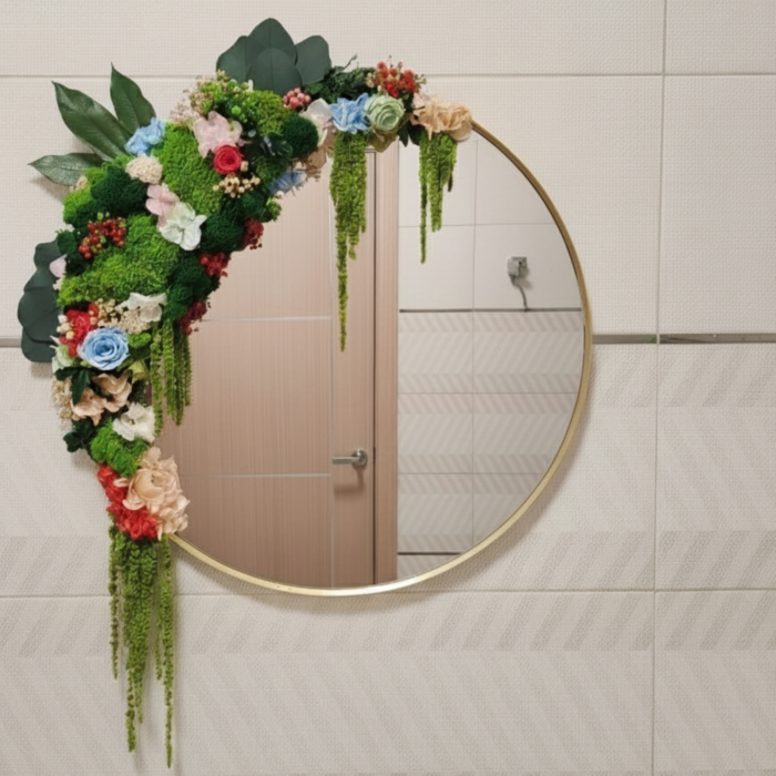 Oglinda Rotunda cu Flori si Plante Naturale Stabilizate [2]