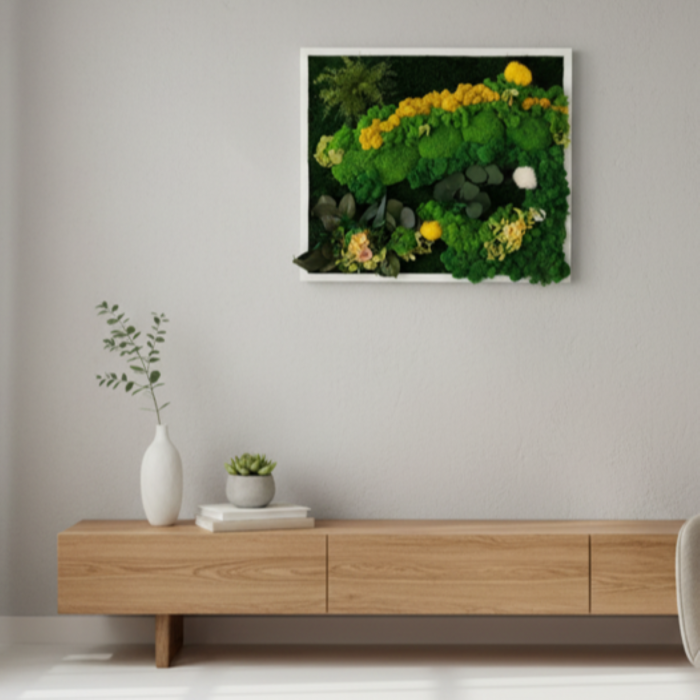 RAZA DE SOARE - TABLOU DECORATIV CU LICHENI, FLORI CRIOGENATE SI PLANTE NATURALE [3]