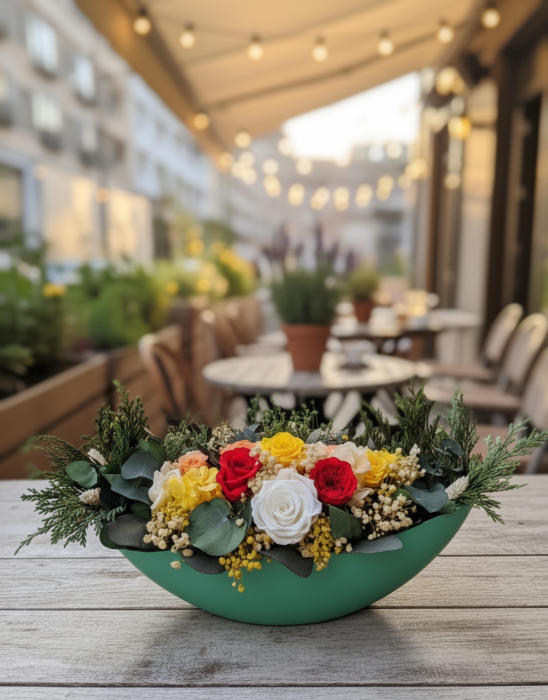 Romantic Moment - Centru de Masa in Vas Barca cu Flori Criogenate [1]