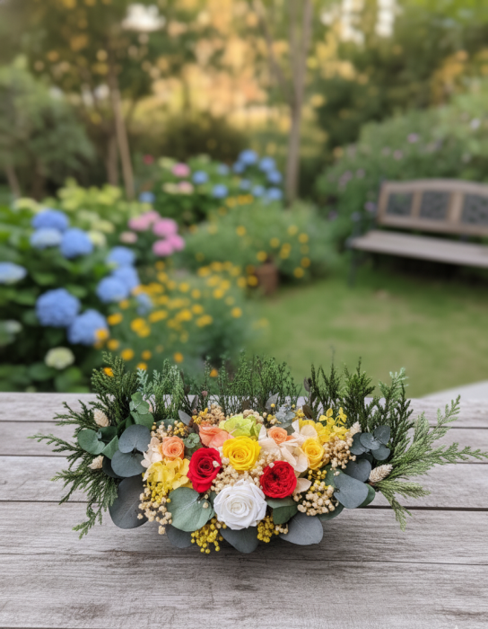 Romantic Moment - Centru de Masa in Vas Barca cu Flori Criogenate [3]