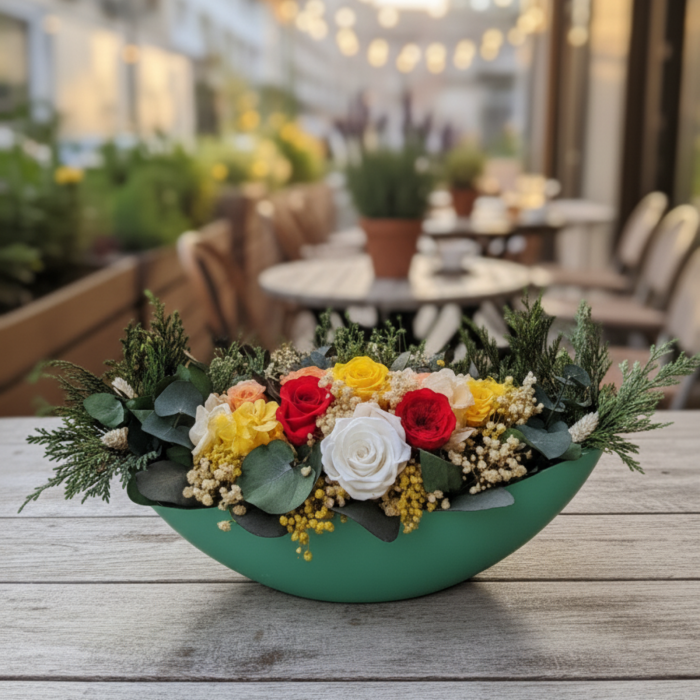 Romantic Moment - Centru de Masa in Vas Barca cu Flori Criogenate [2]