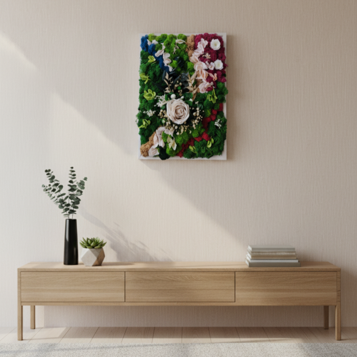 SYMPHONIA- TABLOU DECORATIV CU LICHENI, FLORI CRIOGENATE SI PLANTE NATURALE STABILIZATE [3]