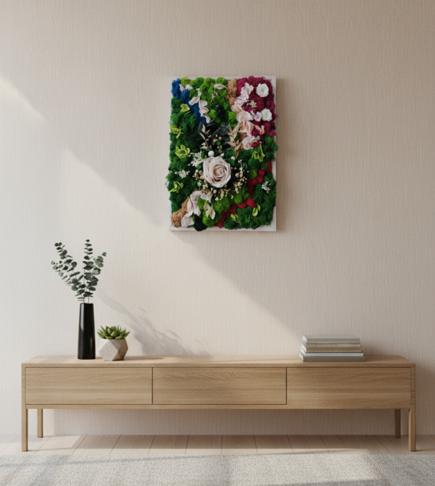 SYMPHONIA- TABLOU DECORATIV CU LICHENI, FLORI CRIOGENATE SI PLANTE NATURALE STABILIZATE [3]