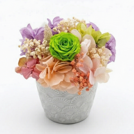 Aranjamente Florale - Aranjament floral cu flori criogenate, gypso si hortensie - Bucurie Verde - Atelierul Creative Harmony
