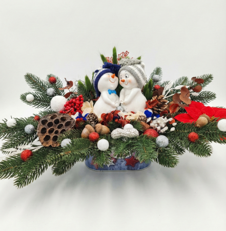 COLECTIA DE CRACIUN - Aranjament de Masa Craciun cu Cuplu Oameni de Zapada