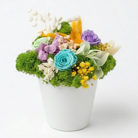 Aranjamente Florale - Aranjament floral flori criogenate, hortensie si licheni verzi - Grădina Boemă - Atelierul Creative Harmony