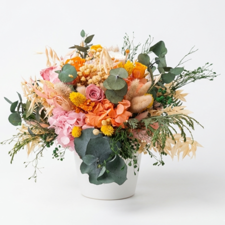 Aranjamente Florale - Aranjament Floral Rapsodie Aurie cu Trandafiri Criogenati si Plante Stabilizate