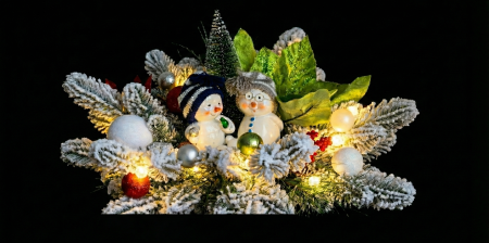 Aranjament Mare de Craciun cu Oameni de Zapada si Instalatie LED [1]