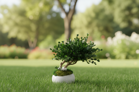 BONSAI NATURAL STABILIZAT IN VAS CERAMIC ALB [2]