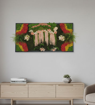 DECORATIUNI CU LICHENI - GRADINILE DIN BALI - TABLOU DECORATIV CU LICHENI, FLORI CRIOGENATE SI PLANTE NATURALE