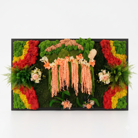 Tablouri Cu Licheni - GRADINILE DIN BALI - TABLOU DECORATIV CU LICHENI, FLORI CRIOGENATE SI PLANTE NATURALE