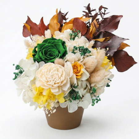 Colecția de Toamnă - INIMA TOAMNEI - Decoratiune cu plante stabilizate si flori criogenate in culori de toamna