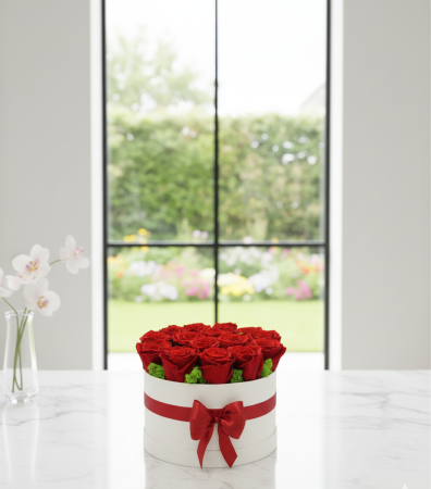 Iubire Eterna - Cutie cu Trandafiri Criogenati Rosii si Licheni [2]