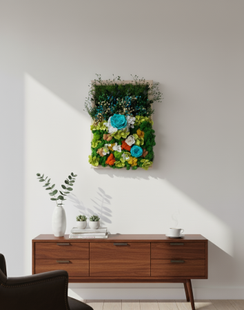 TABLOURI CU LICHENII - LAGUNA DE SMARALD - TABLOU DECORATIV CU LICHENI, FLORI CRIOGENATE SI PLANTE NATURALE