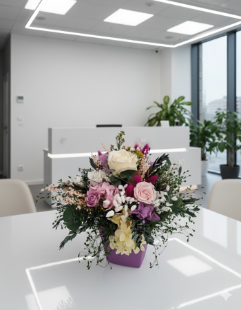 ARANJAMENTE FLORALE - Lila Chic - Aranjament Floral cu Trandafiri Criogenati Roz si Albi