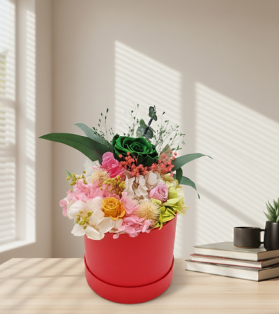 MOZAIC FLORAL - Aranjament în Cutie Rosie cu Flori Naturale Criogenate [1]