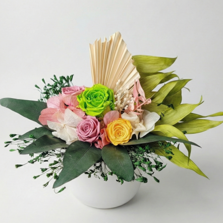 Aranjamente Florale - Neon & Pastel - Aranjament Modern cu Trandafir Criogenat Verde Lime