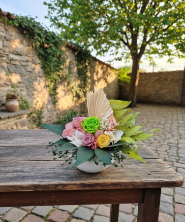 Neon & Pastel - Aranjament Modern cu Trandafir Criogenat Verde Lime [3]