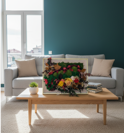 NOBILIS - TABLOU DECORATIV CU LICHENI, FLORI CRIOGENATE SI PLANTE NATURALE [1]