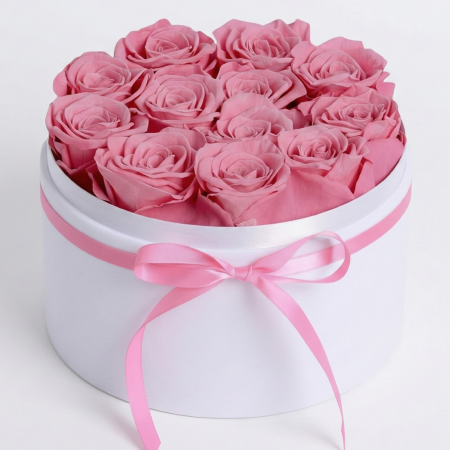 Aranjamente Florale - PASTEL PINK - CUTIE CU TRANDAFIRI CRIOGENATI