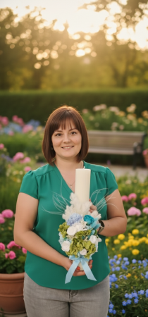 PENTRU BOTEZ - Raza Cereasca | Lumanare Botez Baiat cu Flori Criogenate