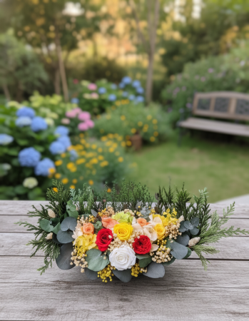 Romantic Moment - Centru de Masa in Vas Barca cu Flori Criogenate [2]