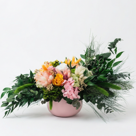 Aranjamente Florale - Simfonia Romantica - Centru de Masa Luxuriant cu Flori Criogenate