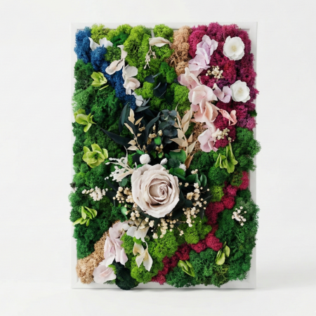 Tablouri Cu Licheni - SYMPHONIA- TABLOU DECORATIV CU LICHENI, FLORI CRIOGENATE SI PLANTE NATURALE STABILIZATE