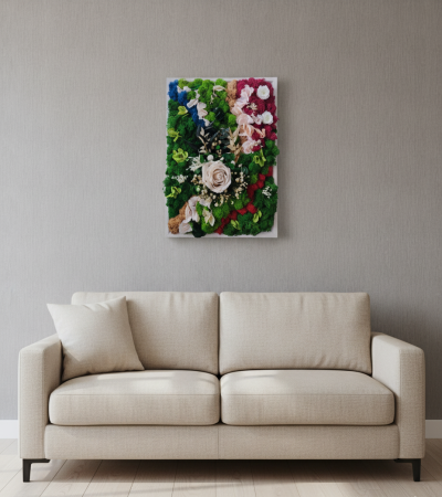 SYMPHONIA- TABLOU DECORATIV CU LICHENI, FLORI CRIOGENATE SI PLANTE NATURALE STABILIZATE [1]