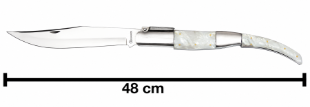 Toate Produsele - Briceag Spaniol Cricket Arabe GIGANT Albainox Lama 22 CM, Maner Perla Alba, 48 CM Deschis