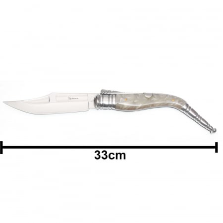 Bandolera - Briceag Spaniol Cricket Bandolera Imitatie Perla, Alb, Lama 14 CM Albainox 33 CM