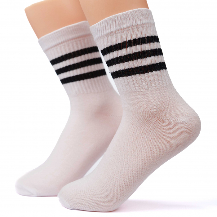 ARTICOL 15-2. SOSETE  GUMA SPORT  ALBE CU 3 LINII   4 PERECHI INALTIMEA  16 CM MARIMEA 39-41 [2]