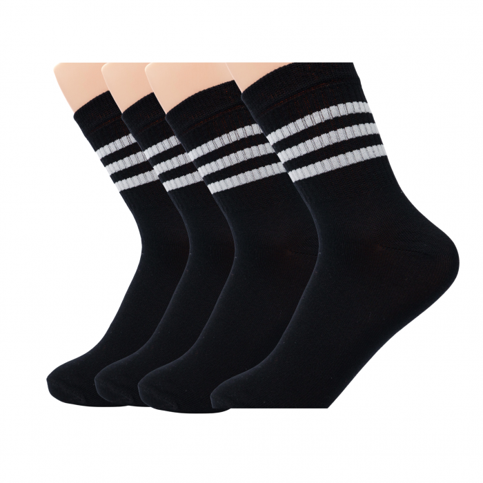 ARTICOL 16-2. set SOSETE GUMA SPORT NEGRE CU 3 LINII 4 PERECHI INALTIMEA 16 CM MARIMEA 39-41 [1]