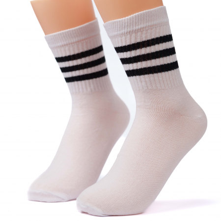 ARTICOL 15-2. SOSETE  GUMA SPORT  ALBE CU 3 LINII   4 PERECHI INALTIMEA  16 CM MARIMEA 39-41 [2]