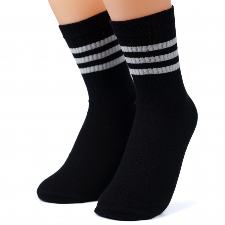 ARTICOL 16-2. set SOSETE GUMA SPORT NEGRE CU 3 LINII 4 PERECHI INALTIMEA 16 CM MARIMEA 39-41 [2]