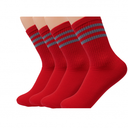 Seturi de Ciorapi - ARTICOL 17-2.set  SOSETE  GUMA SPORT  ROSII  CU 3 LINII   4 PERECHI INALTIMEA  16 CM MARIMEA 39-41